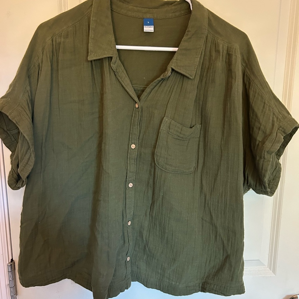 Old Navy Casual Olive Button Down Shirt